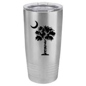 mip brand tumbler stainless steel vacuum insulated travel mug palmetto tree south carolina palm moon (stainless steel, 20 oz)
