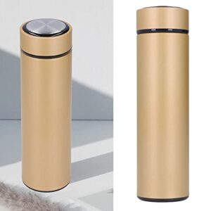 Thermal Cup, Leakproof Multipurpose Stainless Steel Travel Mug Portable Stable Bottom 500ml / 17oz Keep Cold with Detachable Filter for Hiking for Office(No temperature display gold)