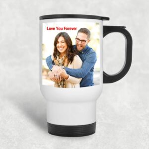 Personalized Travel Mug, Add Photo Text Logo Picture Image, 14oz Custom-ized Stainless Steel Insulated Tumbler, Gifts for Wife Husband Her Him Mom Dad Birthday Wedding Anniversary Fathers Mothers Day