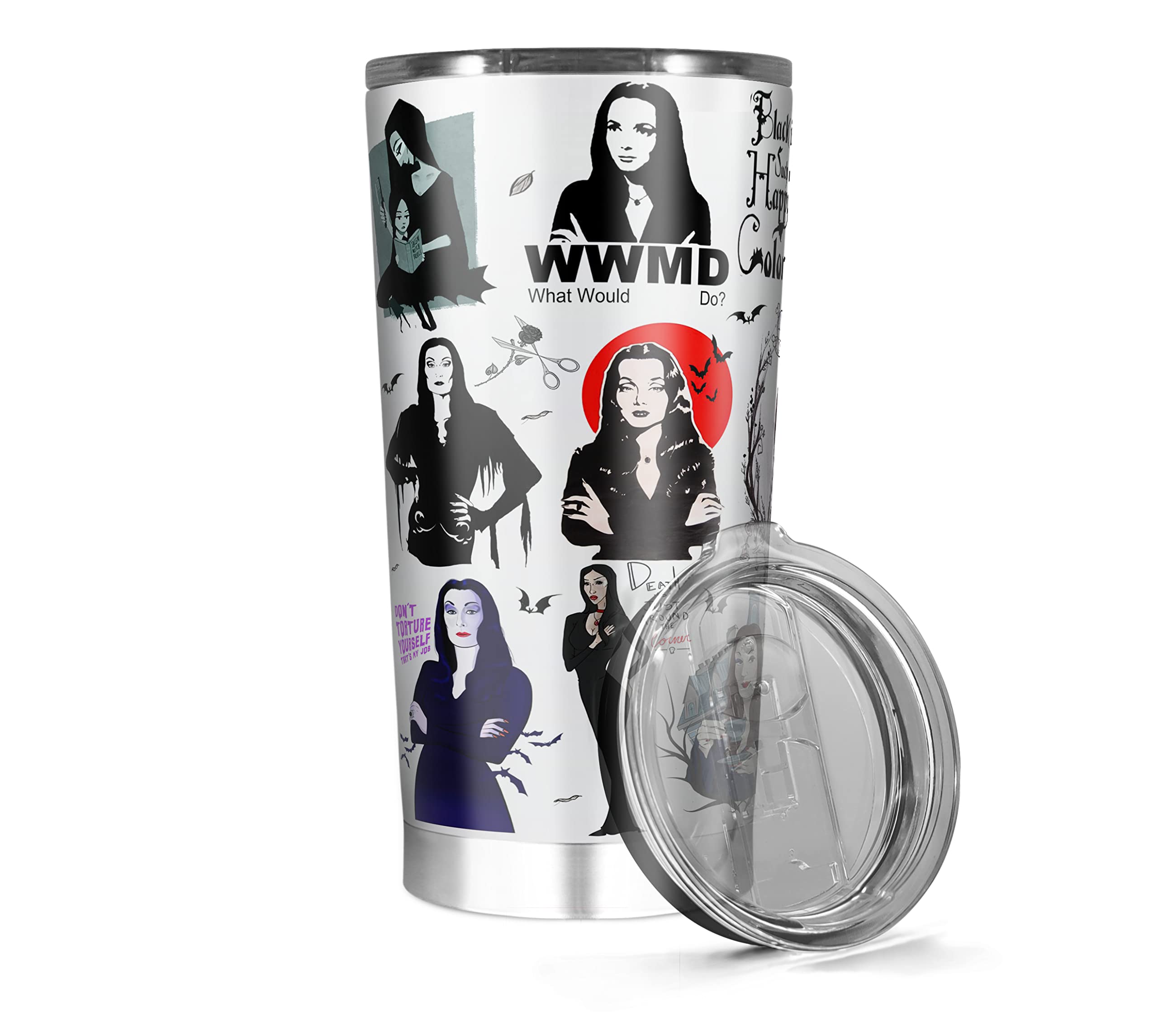 Stainless Steel Insulated Tumbler 20oz 30oz Morticia Hot Funny Travel Cups Addams Coffee Cup Cold Hot Coffee Tea Cup Wine Iced Tea Cup Travel Mug Suit For Home Office Travel