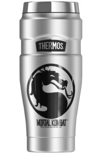 thermos mortal kombat x symbol stainless king stainless steel travel tumbler, vacuum insulated & double wall, 16oz