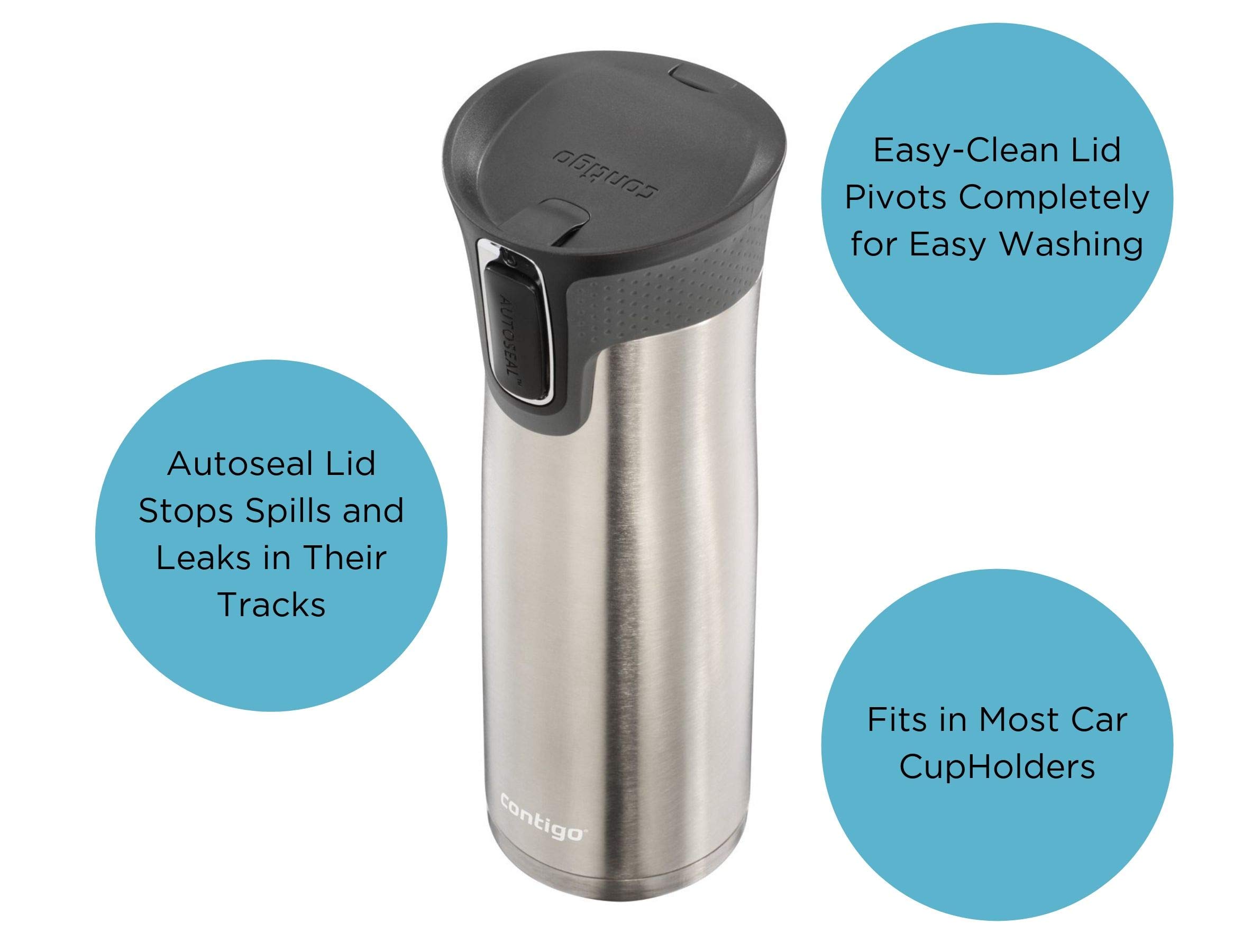 Contigo West Loop Stainless Steel Vacuum-Insulated Travel Mug with Spill-Proof Lid, Keeps Drinks Hot up to 5 Hours and Cold up to 12 Hours, 24oz Steel