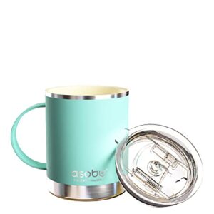 asobu ultimate stainless steel ceramic inner coating coffee mug with double walled copper lining insulation,12 ounces - valentin's day gift (mint green)