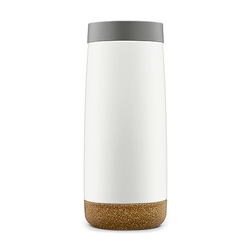 Ello Cole 16oz Vacuum Insulated Travel Coffee Mug with Leak-Proof Slider Lid and Built-in Coaster, Keeps Hot for 5 Hours, Perfect for Coffee or Tea, BPA-Free Tumbler, Grey