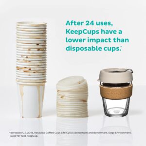 Keepcup Reusable Coffee Cup - Brew Tempered Glass and Natural Cork | M 12oz/340ml - Deep