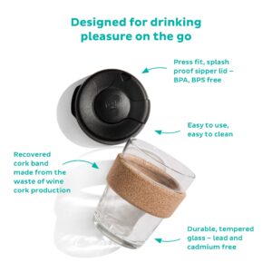 Keepcup Reusable Coffee Cup - Brew Tempered Glass and Natural Cork | M 12oz/340ml - Deep