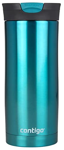 Contigo Huron Snapseal Travel Mug, Stainless Steel Thermal mug, Vacuum Flask, Leakproof Tumbler, Coffee Mug with BPA Free Easy-Clean Lid, Biscay Bay, 470 ml