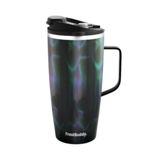 frostbuddy | joe buddy insulated mug travel coffee mug with handle and lid - travel coffee cup - coffee mugs - insulated cups for hot water, tea, coffee - joe buddy 20oz (lights)