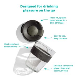 KeepCup Reusable Coffee Cup Splashproof Sipper - Brew Tempered Glass - M 12oz/340ml - Daybreak