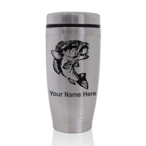 skunkwerkz commuter travel mug, bass fish, personalized engraving included