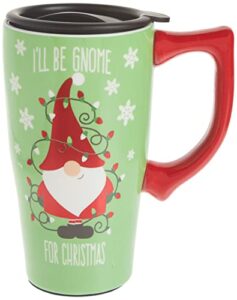 spoontiques travel-mug coffee cup, 18 oz, christmas gnome (12570)