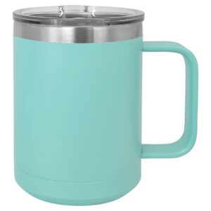 polar camel 15 oz. stainless steel vacuum insulated tea or coffee mug with slider lid (teal)