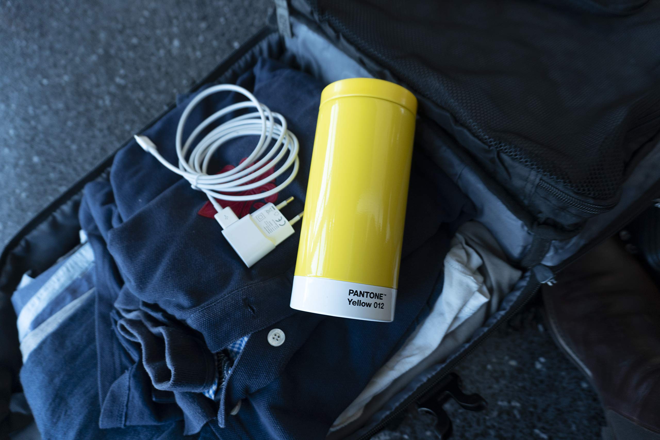 Pantone Travel Mug, Stainless Steel, ABS, Yellow 012, 7.5 x 7.5 x 16.4 cm