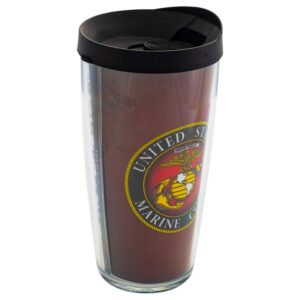 Signature Tumblers US Marine Corps Wrap on Maroon 16 Ounce Double-Walled Travel Tumbler Mug with Black Easy Sip Lid