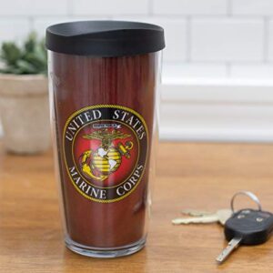 Signature Tumblers US Marine Corps Wrap on Maroon 16 Ounce Double-Walled Travel Tumbler Mug with Black Easy Sip Lid