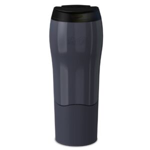 mighty mug charcoal non-tip travel mug - double-wall insulated - keeps coffee, tea and drinks hot 16oz