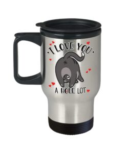 i love you a hole lot cat travel mug hilarious cat butt valentines day anniversary idea from boyfriend girlfriend husband wife funny 14 oz. stainless