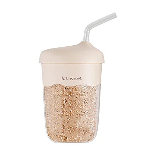 EWTY New ice Wave Straw Cup for Summer Cooling ice Cup Plastic Cup with Straw Khaki