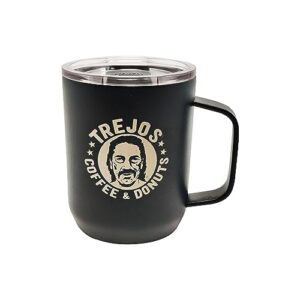 trejo’s coffee camelbak insulated coffee mug with handle and leak proof lid, 12oz double wall travel camp mug (black)
