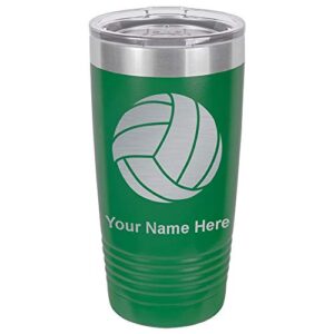 lasergram 20oz vacuum insulated tumbler mug, volleyball ball, personalized engraving included (green)