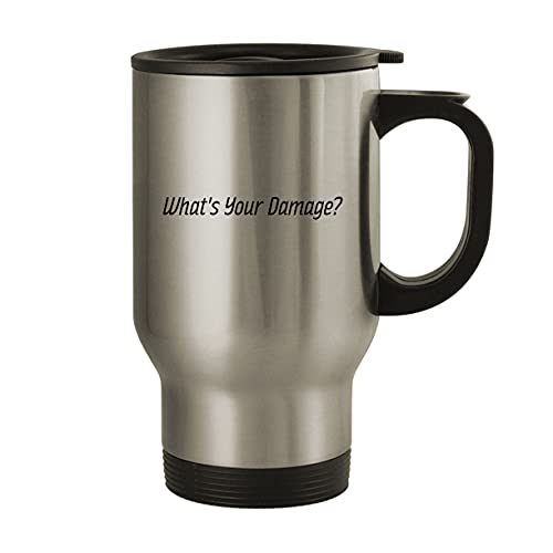 Molandra Products What's Your Damage? - 14oz Stainless Steel Travel Mug, Silver