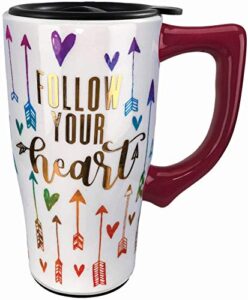 spoontiques follow your heart ceramic travel mug
