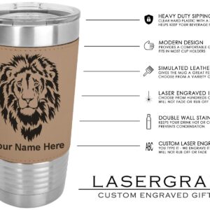 LaserGram 20oz Vacuum Insulated Tumbler Mug, Boat Anchor, Personalized Engraving Included (Faux Leather, Light Brown)