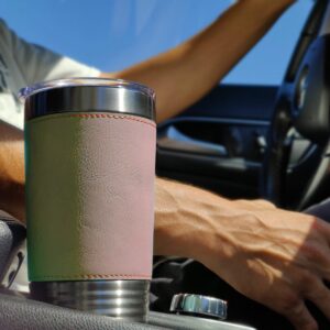 LaserGram 20oz Vacuum Insulated Tumbler Mug, Boat Anchor, Personalized Engraving Included (Faux Leather, Light Brown)