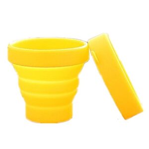 Allforhome Silicone Mouthwash cup Toothbrush cup Hot water cup Folding cup Collapsible and Stretch Travel Portable Cup With Cover Yellow