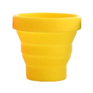 Allforhome Silicone Mouthwash cup Toothbrush cup Hot water cup Folding cup Collapsible and Stretch Travel Portable Cup With Cover Yellow