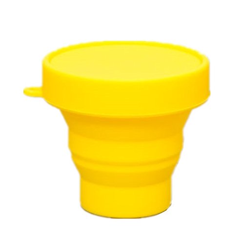 Allforhome Silicone Mouthwash cup Toothbrush cup Hot water cup Folding cup Collapsible and Stretch Travel Portable Cup With Cover Yellow