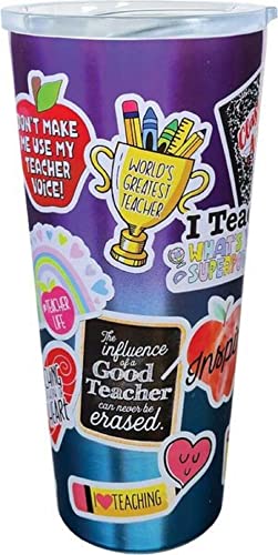 Spoontiques Teacher Sticker Art Travel Mug, Stainless, Female, Teacher's Day, Holds Hot and Cold Beverages