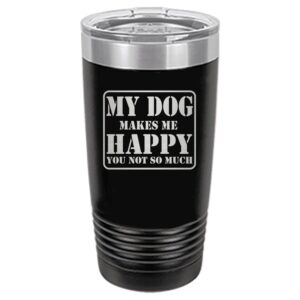 Rogue River Tactical Funny Black Dog 20 Oz. Travel Tumbler Mug Cup w/Lid Gift Idea My Dog Makes Me Happy You Not So Much Dog Owner Gift