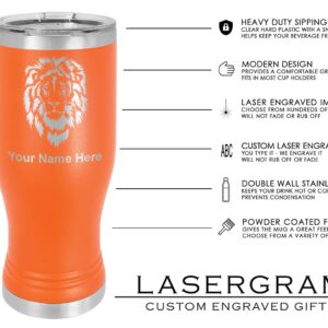 LaserGram 14oz Vacuum Insulated Pilsner Mug, Dragon, Personalized Engraving Included (Orange)