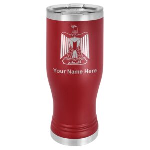 lasergram 14oz vacuum insulated pilsner mug, flag of palestine, personalized engraving included (maroon)