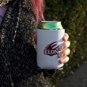 Elon University Secondary Logo Can Cooler - Drink Sleeve Hugger Collapsible Insulator - Beverage Insulated Holder