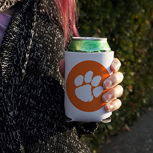 Clemson University Primary Logo Can Cooler - Drink Sleeve Hugger Collapsible Insulator - Beverage Insulated Holder