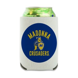madonna university crusaders logo can cooler - drink sleeve hugger collapsible insulator - beverage insulated holder