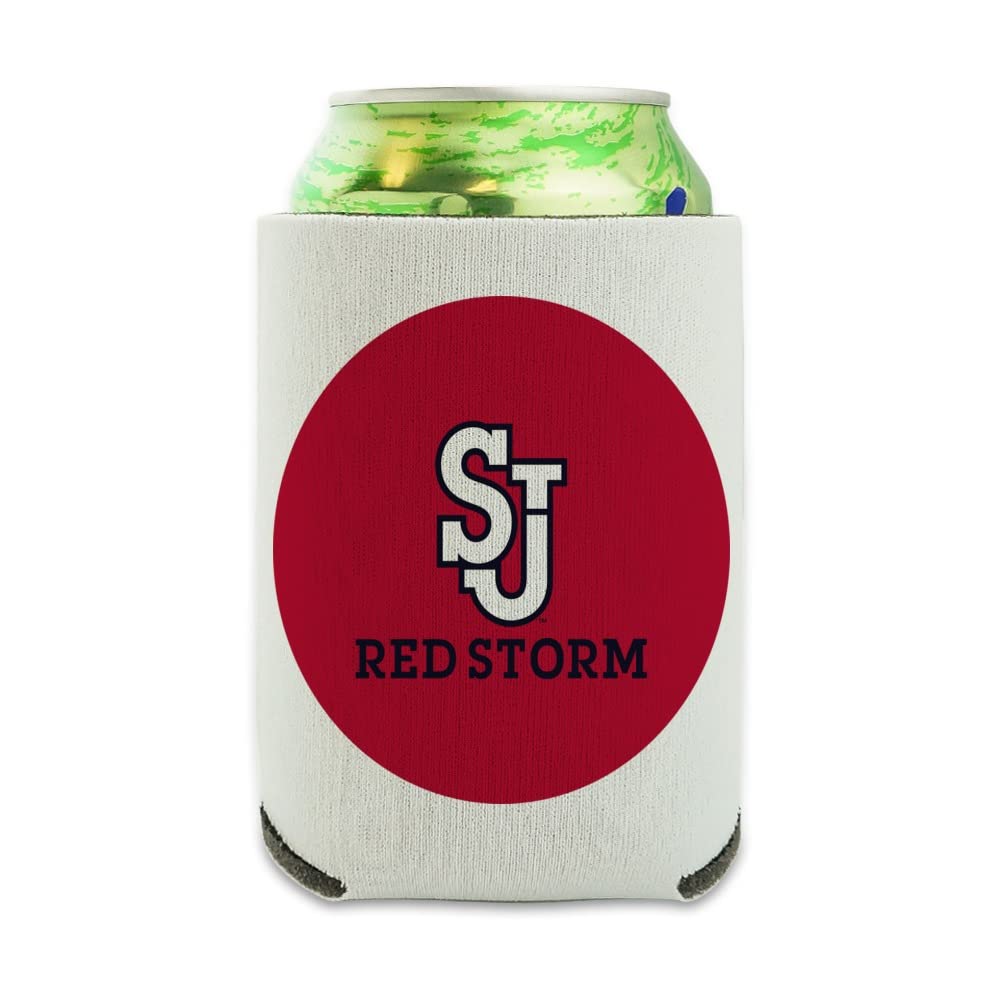 St. John's University Red Storm Logo Can Cooler - Drink Sleeve Hugger Collapsible Insulator - Beverage Insulated Holder