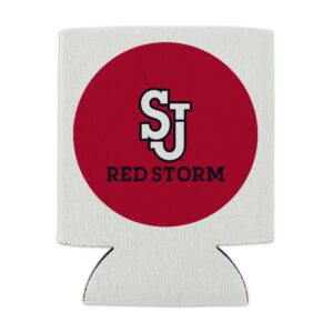 St. John's University Red Storm Logo Can Cooler - Drink Sleeve Hugger Collapsible Insulator - Beverage Insulated Holder