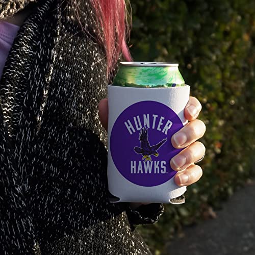 Hunter College Hawks Logo Can Cooler - Drink Sleeve Hugger Collapsible Insulator - Beverage Insulated Holder