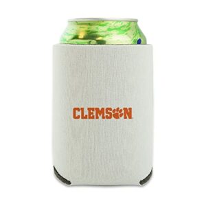 clemson university secondary logo can cooler - drink sleeve hugger collapsible insulator - beverage insulated holder