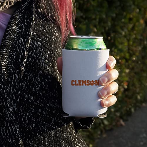 Clemson University Secondary Logo Can Cooler - Drink Sleeve Hugger Collapsible Insulator - Beverage Insulated Holder