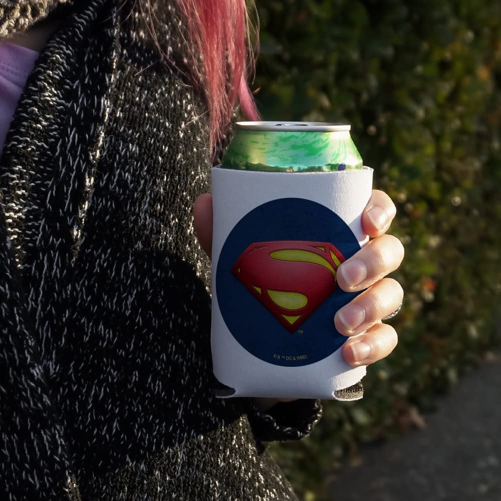 The Flash Supergirl Logo Can Cooler - Drink Sleeve Hugger Collapsible Insulator - Beverage Insulated Holder