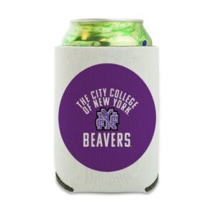 city college of new york beavers logo can cooler - drink sleeve hugger collapsible insulator - beverage insulated holder