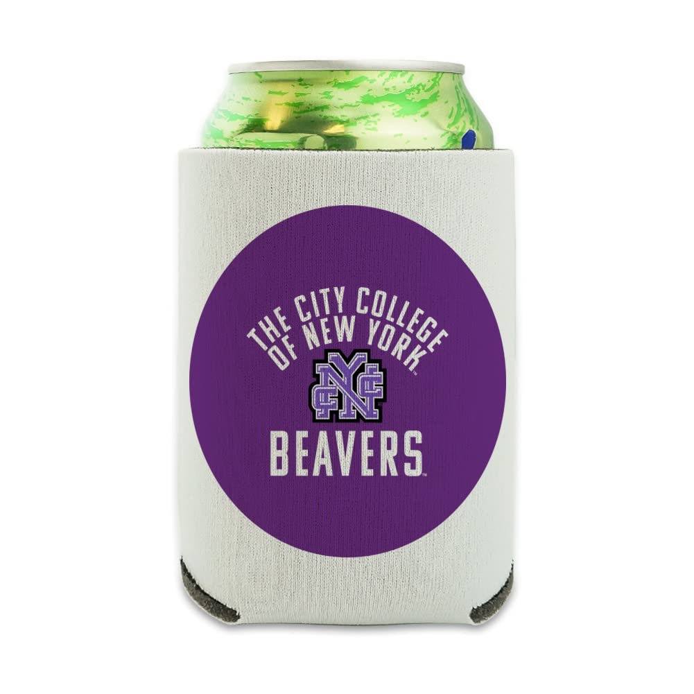 City College of New York Beavers Logo Can Cooler - Drink Sleeve Hugger Collapsible Insulator - Beverage Insulated Holder