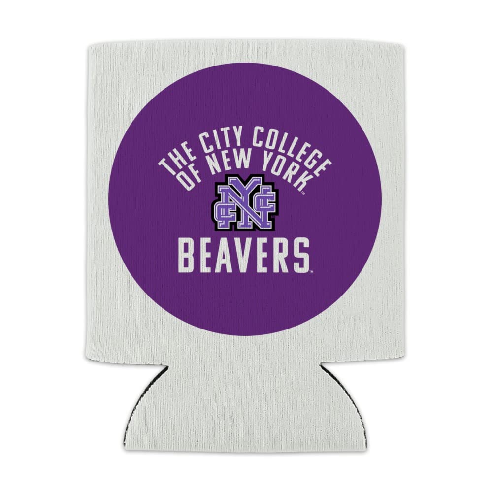 City College of New York Beavers Logo Can Cooler - Drink Sleeve Hugger Collapsible Insulator - Beverage Insulated Holder