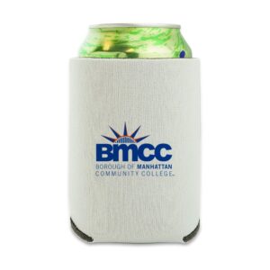borough of manhattan community college secondary logo can cooler - drink sleeve hugger collapsible insulator - beverage insulated holder