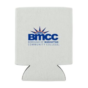 Borough of Manhattan Community College Secondary Logo Can Cooler - Drink Sleeve Hugger Collapsible Insulator - Beverage Insulated Holder