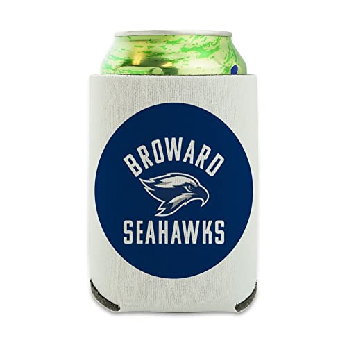 Broward College Seahawks Logo Can Cooler - Drink Sleeve Hugger Collapsible Insulator - Beverage Insulated Holder